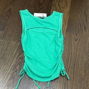 Buckle Teal Ruched Tank Top
